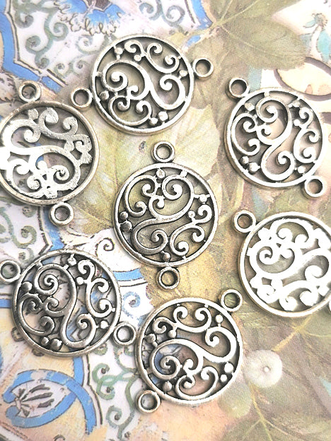 14x20mm Schmuckverbinder Metall Silber - Swirls