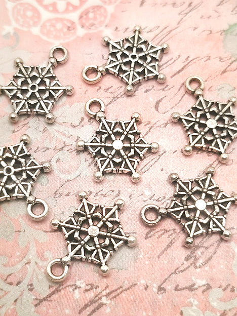19x14mm Anhänger Metall Silber - Snowflake