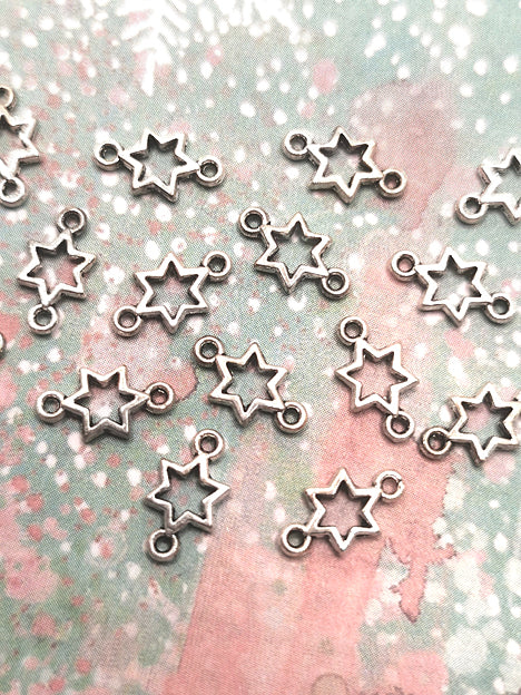 5x10mm Schmuckverbinder Metall Silber - Tiny Star