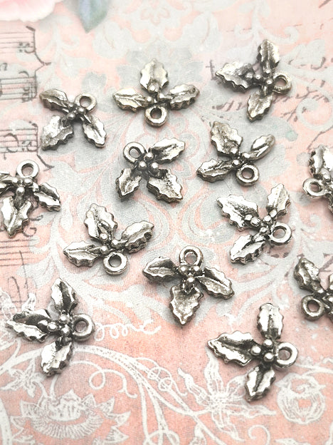 13x12mm Anhänger Metall Silber - Christmas Mistle Toe