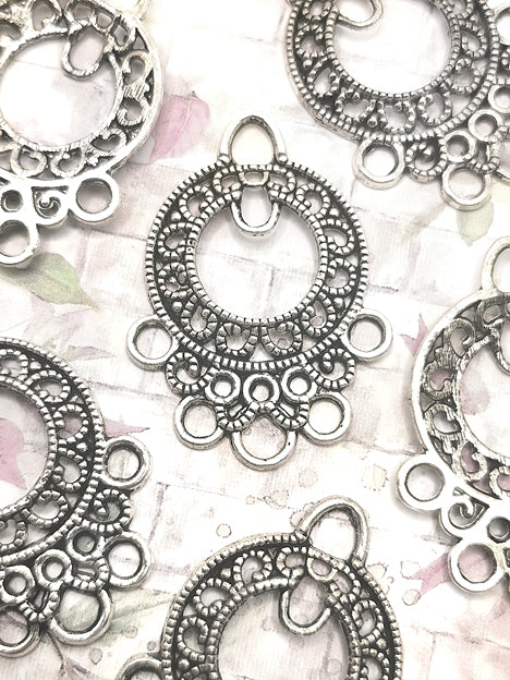 36x26mm Schmuckverbinder Metall Silber - Ethno Floral