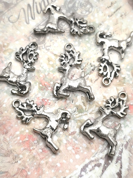 16x24mm Anhänger Metall Silber - Christmas Winter Reindeer