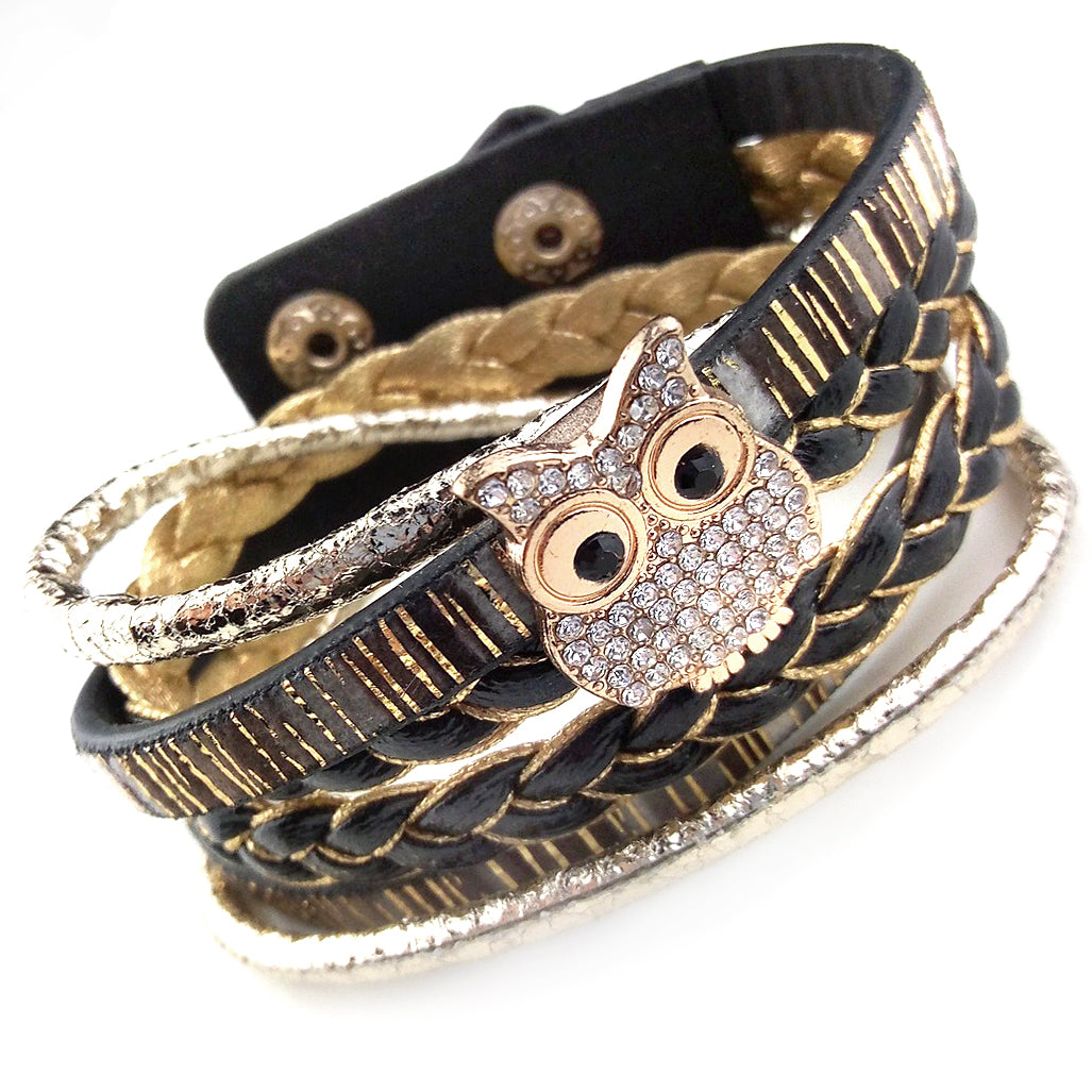 Wickelarmband | Black Gold Owl