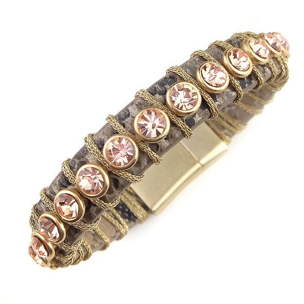 Magnetarmband | Bronze Snake With Roségold Crystals