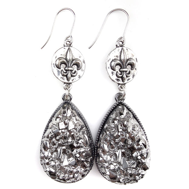Ohrringe | Fleur De Lis Crackle Drops