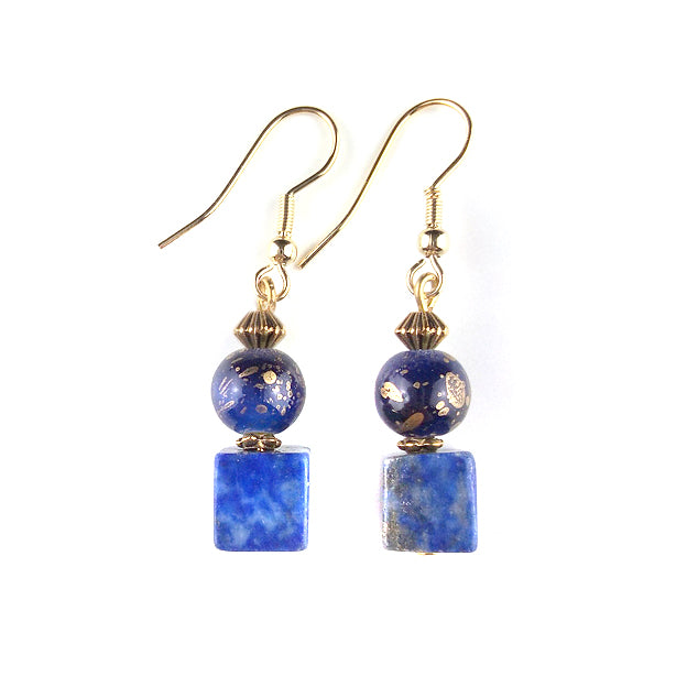 Ohrringe | Lapislazuli Edelstein Würfel