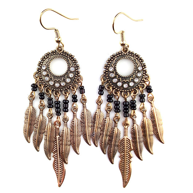 Ohrringe | Golden Feather Chandelier