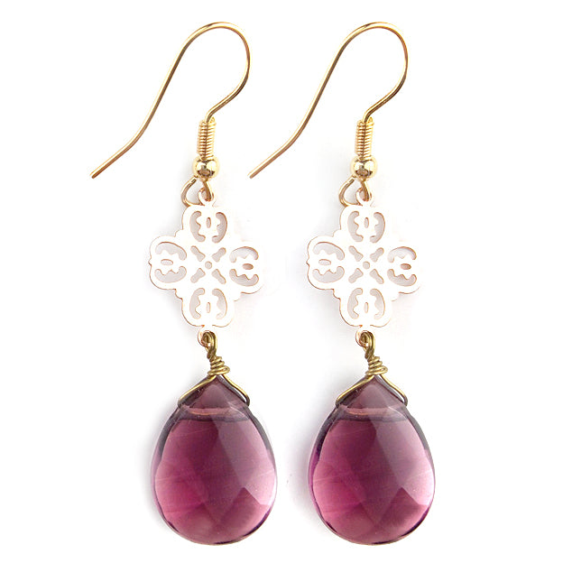 Ohrringe | Rose Ornament Lilac Glassdrops