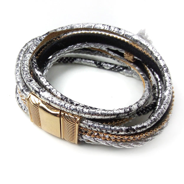 Wickelarmband | Gray Metallic Snake