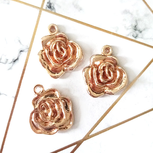 21x18mm Anhänger - 1 Stück - Rose - Metall Roségold