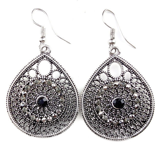 Ohrringe | Boho Drop Grey Crystal