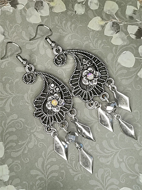 Handmade Earrings - Silver Florals - Unikate